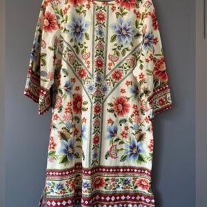 FARM RIO Anthropologie Women's Sz Large Floral Print Dress Casual Travel Party